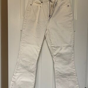 Loft curvy high waist kick crop white jeans